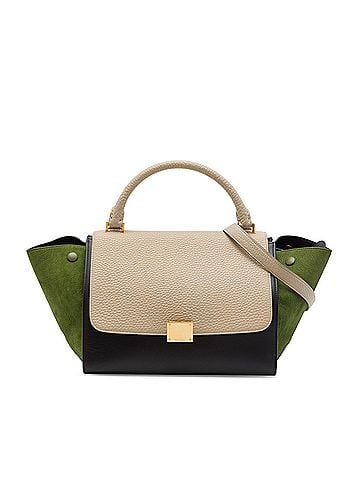 Céline Small Tricolor Calfskin and Suede Trapeze Satchel (view 1)