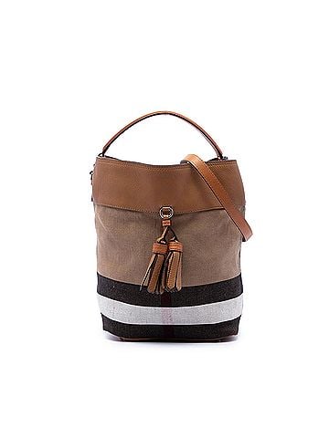 Burberry Medium Mega Check Canvas and Grained Calfskin Ashby Tassel Bucket Bag (view 1)