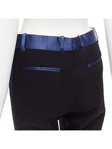 Céline Celine Silk Trim Wool Pleated Trousers (view 2)