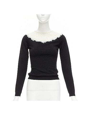 Mario Valentino Valentino Beaded Lace Collar Sweater (view 1)