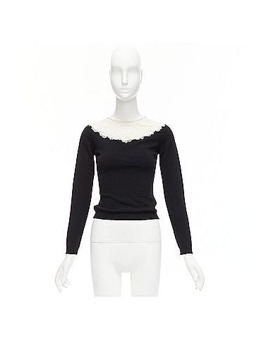 Mario Valentino Valentino Beaded Lace Collar Sweater (view 2)
