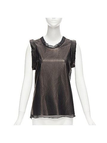 3.1 Phillip Lim 3.1 Phillip Lim Leather Silk Tunic Top (view 1)