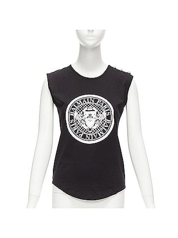 Balmain Balmain Crest Logo Button Tank Top (view 1)