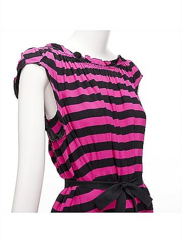Prada Prada Striped Pleated Ribbon Mini Dress (view 2)