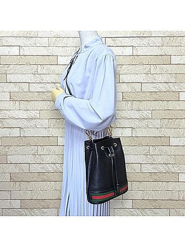 Gucci Gucci GG Small Baguette Ophidia Shoulder Bag, Leather 610846, Black, Women's, GUCCI 2-way (view 2)