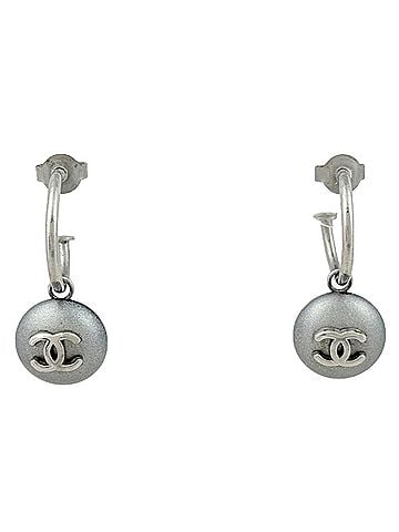 Chanel Chanel Coco Mark Earrings, Swing Silver Plated, Silver, Women's (view 1)