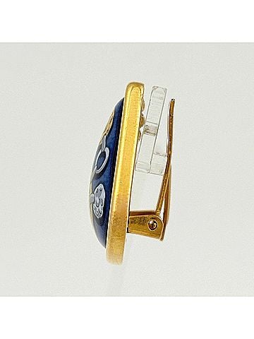 Hermès Hermes enamel earrings, cloisonné enamel, GP gold, blue, women's. (view 2)