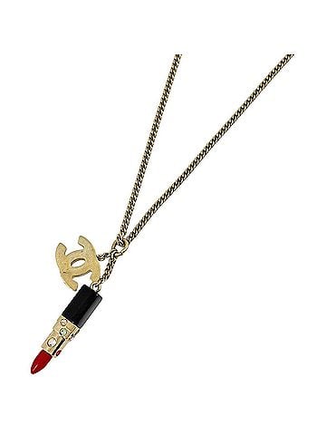 Chanel Chanel Coco Mark Rhinestone Necklace Lip GP Gold Women's (view 1)