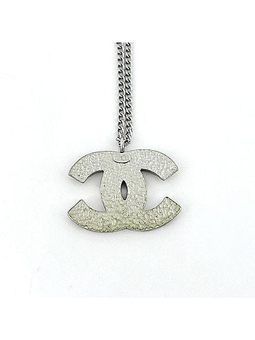 Chanel Chanel Coco Mark Necklace, Silver Plated, Silver, Pink, Women's (view 2)