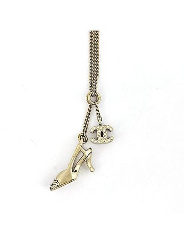 Chanel Chanel Coco Mark Rhinestone Necklace High Heel GP Gold Women's (view 2)