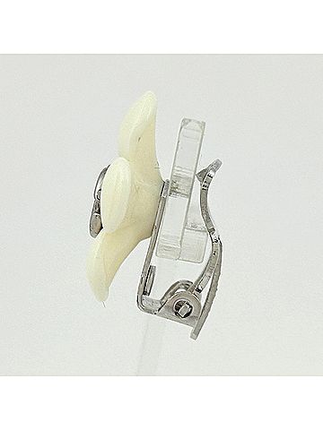 Chanel Chanel Coco Mark Earrings, Flower Design, Silver Plated, Silver, White, Women's (view 2)