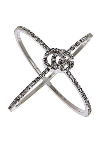 Gucci Gucci #10 Diamond GG Running X Women's Ring, 750 White Gold (view 1)