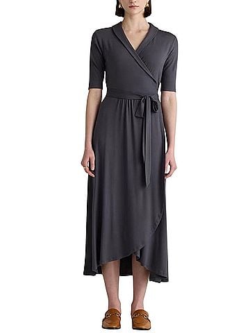 Quince Tencel Lyocell Jersey Midi Wrap Dress Casual Dress (view 1)