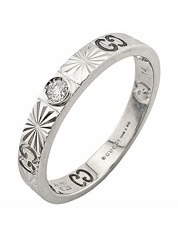 Gucci Gucci Icon Heart Ring, 18K White Gold, Diamond, Women's (view 1)