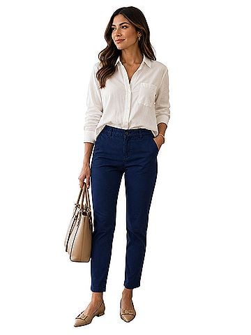 A.n.a Navy Cropped Straight-Leg Women's Pants Casual Pants (view 1)