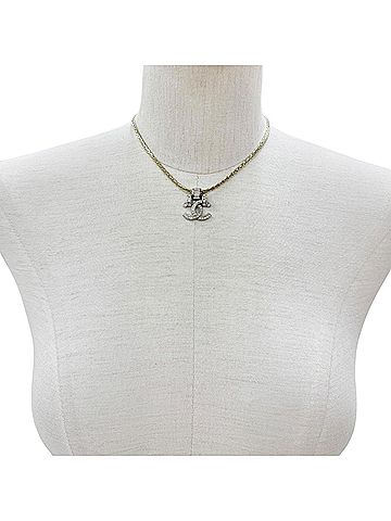 Chanel CHANEL A23P Coco Mark Beaded Necklace Choker Accessory Silver Gold Women's (view 2)