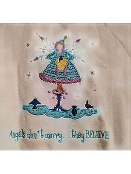 Quacker Factory Angels don't worry... they BELIEVE Pullover Sweater (view 2)