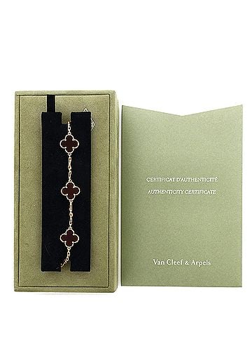 Van Cleef & Arpels Vintage Alhambra 5 Motifs Bracelet 18K Yellow Gold and Carnelian (view 2)