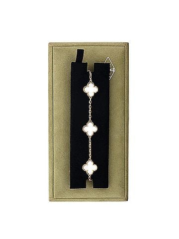 Van Cleef & Arpels Vintage Alhambra 5 Motifs Bracelet 18K Yellow Gold and Mother of Pearl (view 2)