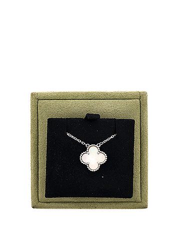 Van Cleef & Arpels Vintage Alhambra Pendant Necklace 18K White Gold and Mother of Pearl (view 2)