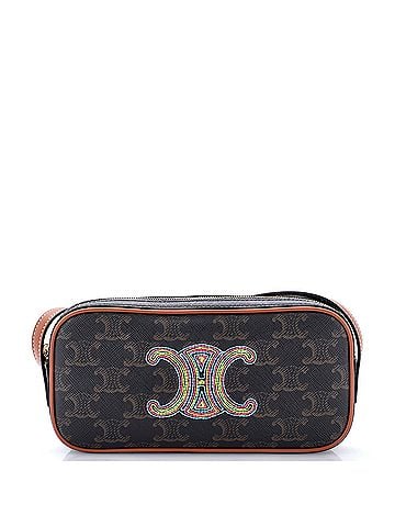 Céline Cuir Triomphe Camera Shoulder Bag Embroidered Triomphe Coated Canvas with Leather Small (view 1)