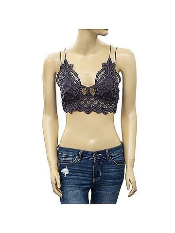Free People 268279 Free People FP One Adella Bralette Cropped Top Smocked Embroidered XS Sleeveless T-Shirt (view 1)