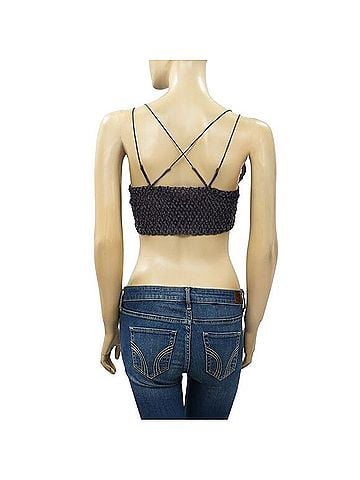 Free People 268279 Free People FP One Adella Bralette Cropped Top Smocked Embroidered XS Sleeveless T-Shirt (view 2)