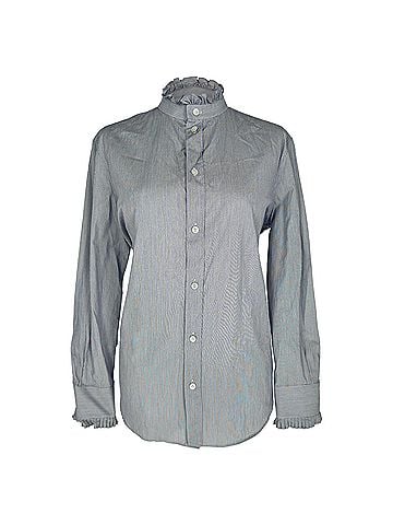 Céline Celine Classic Ruffle Neckline Stripe Blouse in Multicolor Cotton (view 1)