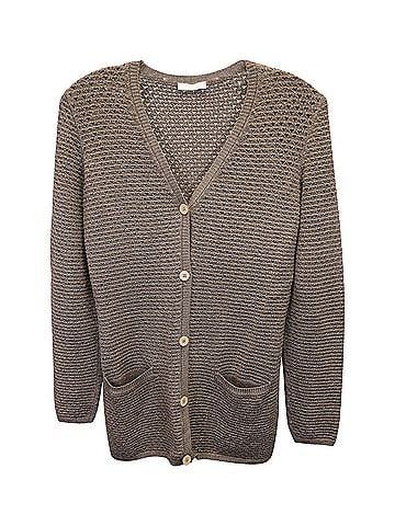 Chloé Chloé Buttoned Metallic Cardigan in Gold Viscose (view 1)