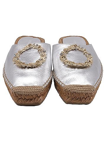 Jimmy Choo Jimmy Choo Nadene Flat Espadrilles in Silver Leather (view 2)