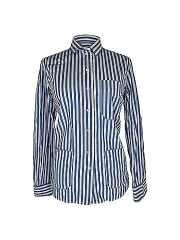 Céline Celine Button Down Stripes Blouse in Light Blue Cotton (view 1)
