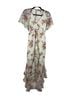 ASOS 100% Polyester Floral White Pink Purple Green Casual Dress Size 8 - photo 1