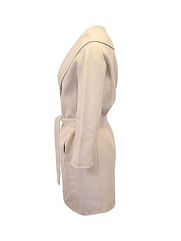 Max Mara Max Mara Belted Coat in Cream Virgin Wool (view 2)