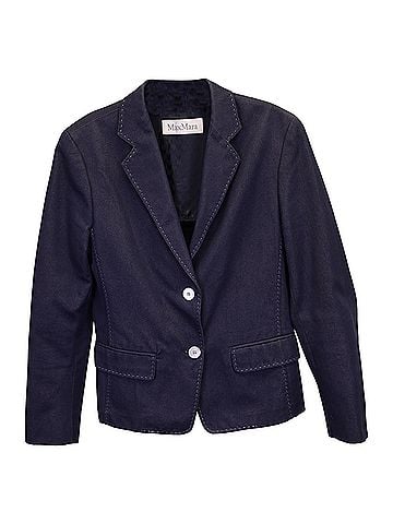 Max Mara Max Mara Contrast Stitch Denim Blazer in Blue Cotton (view 1)