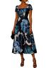 Kay Unger Floral Teal Multi Color Cocktail Dress Size 8 - photo 4