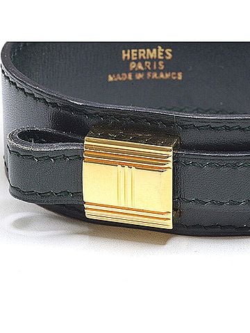 Hermès HERMES Hermes Leather Bracelet Artemis Box Calf Black Gold Kelly Cadena W (view 2)