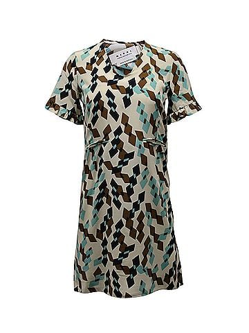 MARNI Marni Geometric Shift Dress in Multicolor Print Viscose (view 1)