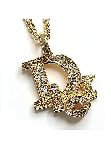 Christian Dior Christian Dior Dior rhinestone necklace, gold color, costume (view 1)