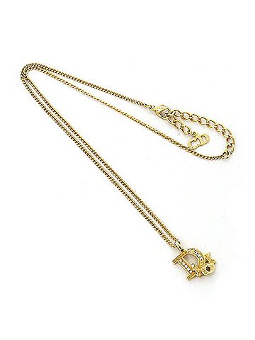 Christian Dior Christian Dior Dior rhinestone necklace, gold color, costume (view 2)