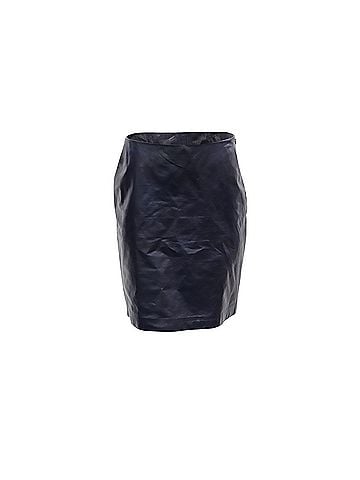 Theory Theory Knee-Length Pencil Skirt in Navy Blue Leather (view 1)