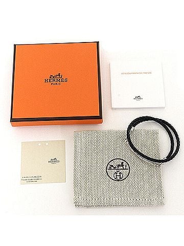 Hermès Hermes leather bracelet "Luri" Double Tour, Veau Swift leather, black and silver. (view 2)