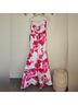 B. Smart 100% Polyester Floral Pink White Cocktail Dress Size 9 - photo 12
