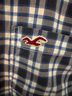 Hollister 100% Cotton Checkered-gingham Blue White Button-Down Shirt Size XL - photo 4