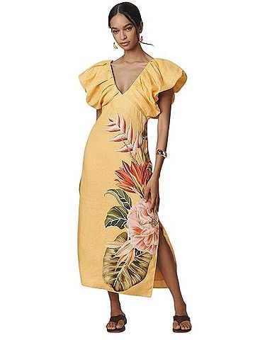 FARM Rio Spring Awakening Euroflax Premium Linen Midi Dress Casual Dress (view 1)