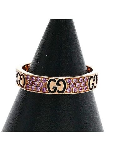 Gucci GUCCI 18KPG Pink Gold Icon Stardust Ring with Sapphire, 3.5g, Women's (view 1)