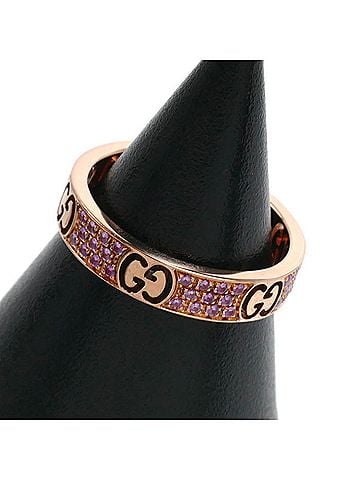 Gucci GUCCI 18KPG Pink Gold Icon Stardust Ring with Sapphire, 3.5g, Women's (view 2)