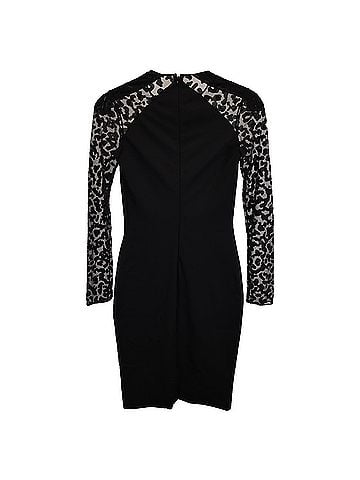Stella McCartney Stella McCartney Lace Pattern Midi Length Dress in Black Rayon (view 2)