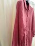 Flax 100% Linen Stripes Red Button-Down Shirt Size L - photo 4