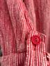 Flax 100% Linen Stripes Red Button-Down Shirt Size L - photo 9