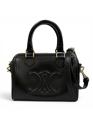 Céline CELINE 11377 Smooth Calfskin Cuir Triomphe Small Boston 2-Way Bag Shoulder Black Made in Italy Women's with Dust (view 1)